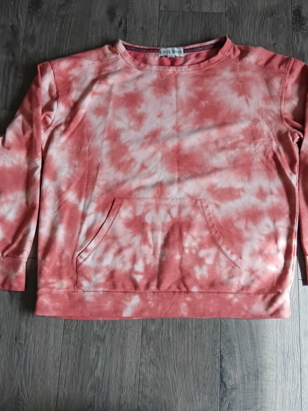 Knox Rose Orange and White Tie-Dye Crewneck Sweatshirt